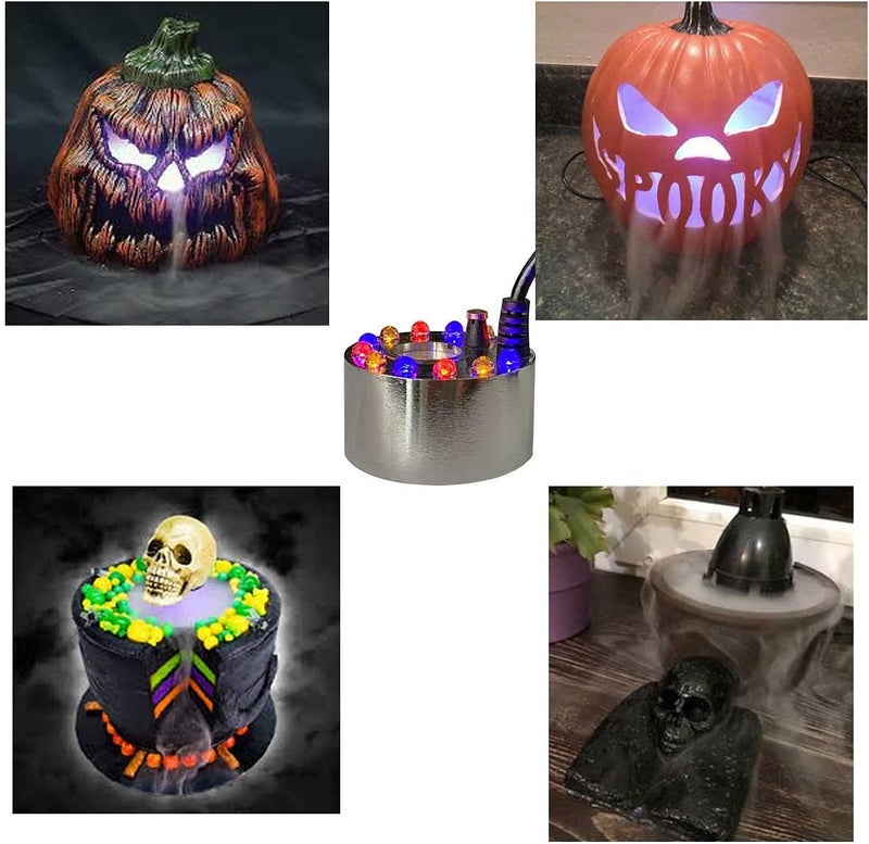 Flagmax Halloween Lights Mist Maker,Halloween Machine Ultrasonic Mist Water Pond 12 LED Red Yellow and Blue Light Flashes for Halloween Party Decorations and Rockery Fishtank Vase Birdbath Deco - Image 2
